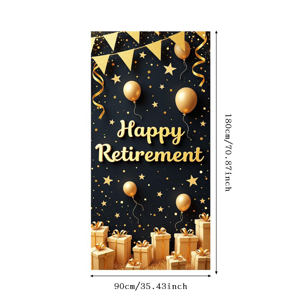 Retirement Party Banner Gift Box Design Party Decoration Polyester Material Party Backdrop for Photo Shoot Indoor Celebration