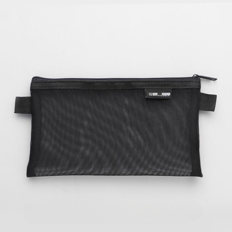 Simple Transparent Mesh Portable Large-capacity Stationery Storage Bag Cosmetic Bag