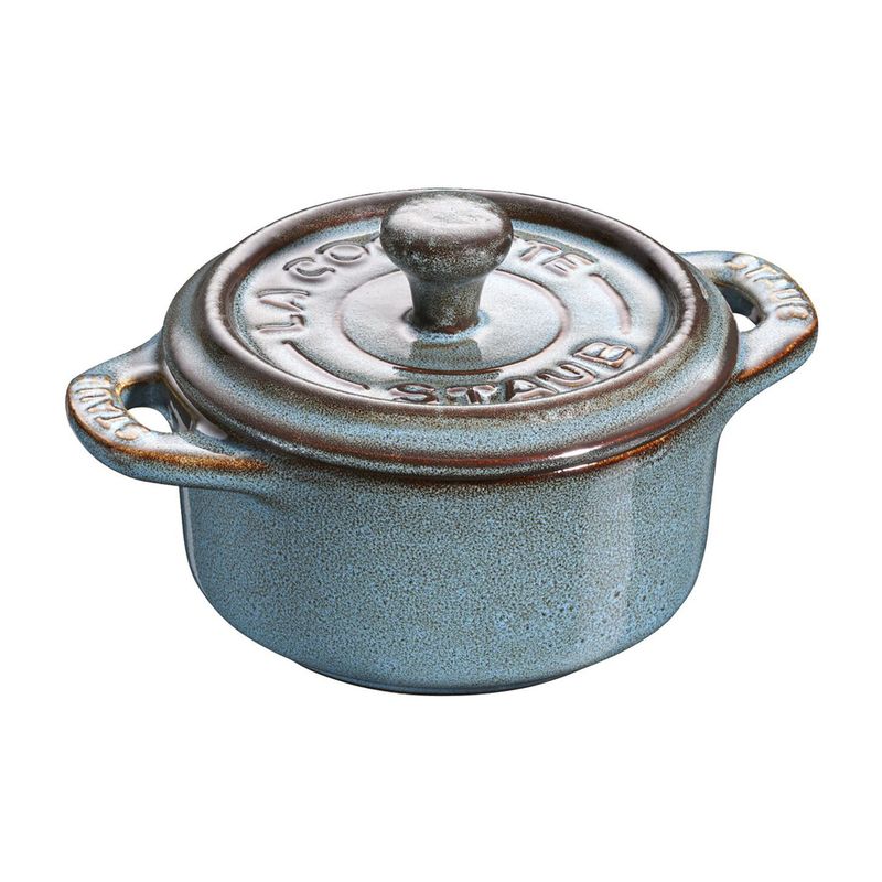 Staub Керамическая Мини-Кастрюля Круглая 10см (Античный сине-зеленый)