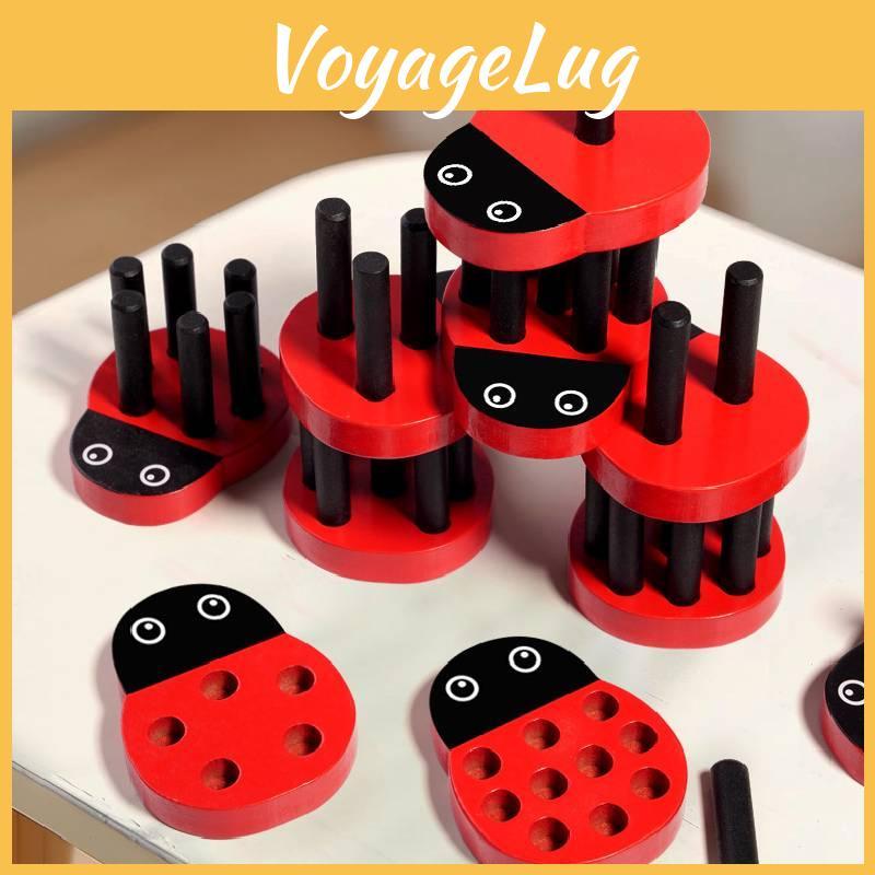 Fun Number Cognition Pairing Wooden Ladybug Stacked High Children Puzzle Toy For Early Childhood Learning