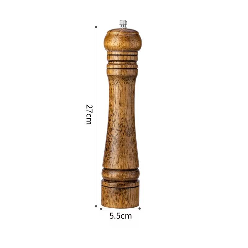5/8/10 Inch Wooden Pepper Grinder Salt and Pepper Mill Spice Grain Grinder With Adjustable Ceramic Grinding Core Manual Grinder