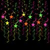 40 Pcs Glow Paper Star Hanging Swirl Decoration Glow In The Dark Ceiling Streamer Fluorescent Neon Party Supplies for Wedding Birthday