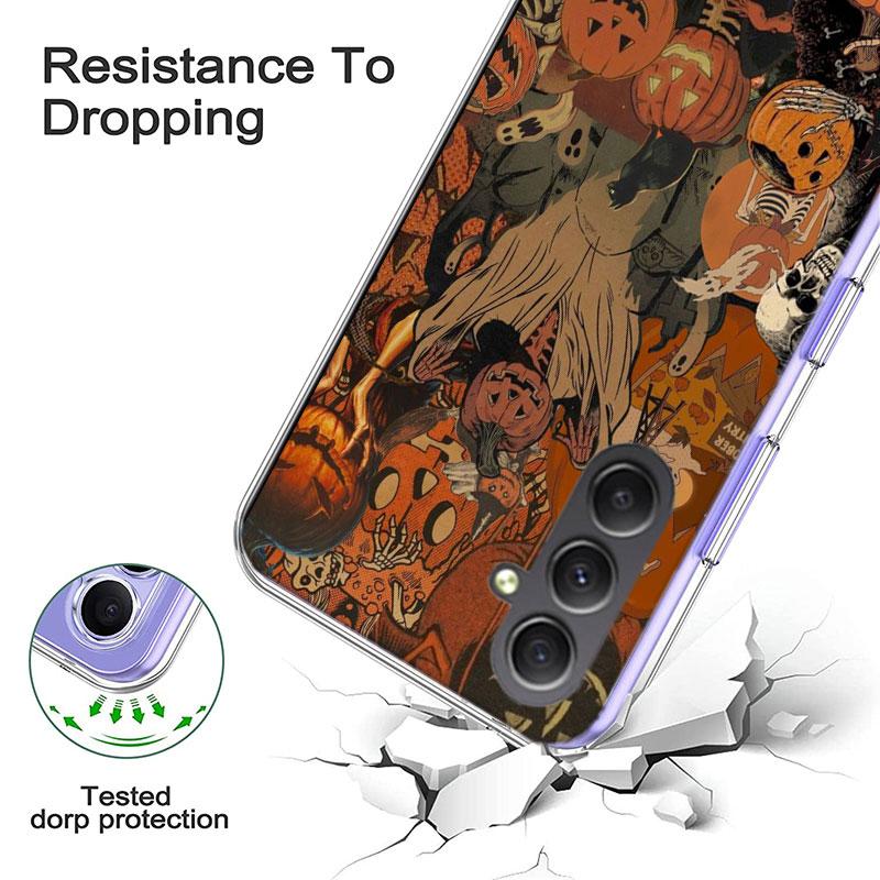 Halloween Fall Art Witch Cat Phone Case for Samsung A17 A37 A57 A07 A16 A26 A36 A56 A06 A02S A12 A22 A32 A52S A04S A14 A24 A34 A