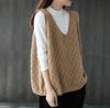 Women's Loose Knitted Vest Retro V-neck Plus Size Hollowed Out Vest Sweater for Women