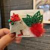 Christmas Hair Accessories - Red & Green Girls' Side Clips: Festive Duckbill Headwear for Autumn/Winter