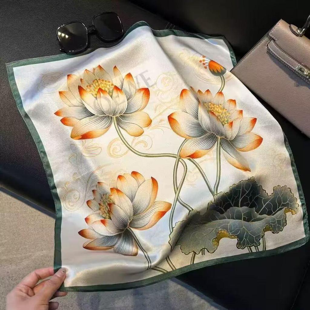 70 Silk Scarf: High-End Korean Style, Versatile Professional Imitation Silk, Retro Printed Women's Scarf