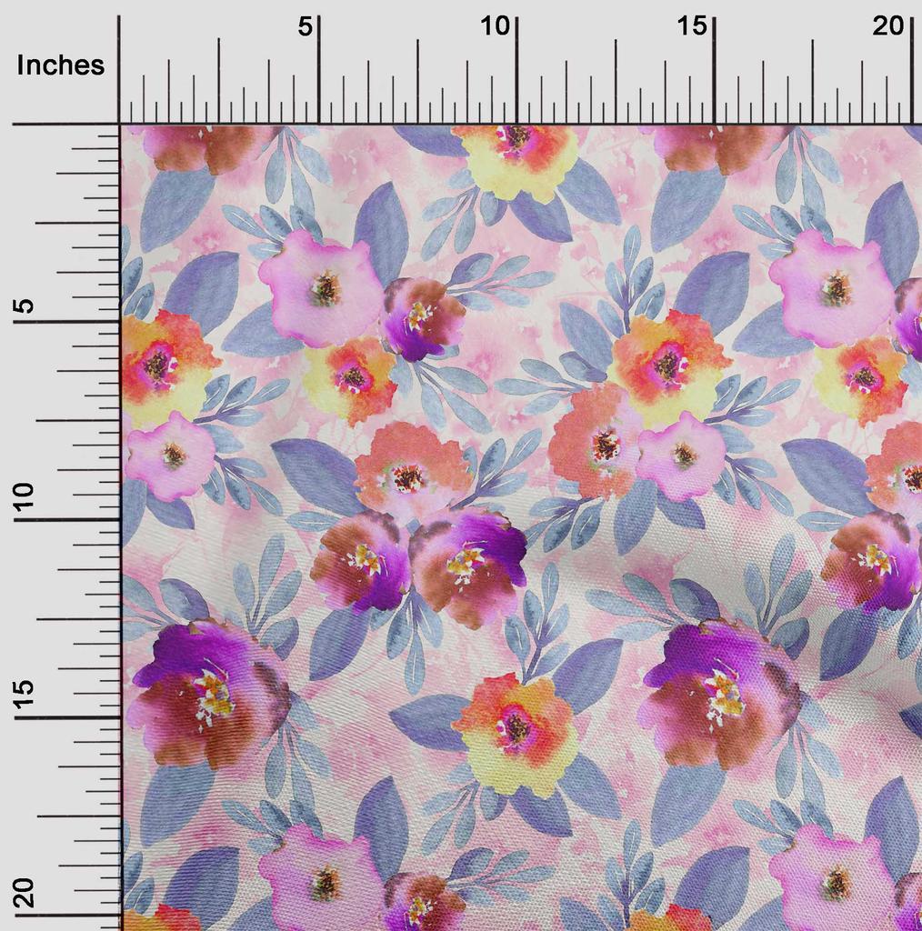 oneOone Хлопковая гибкая ткань с акварельными листьями и цветочным принтом пионов BTY 40 дюймов