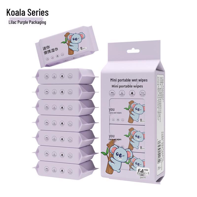 Мини влажные салфетки дорожный набор: 8 детских салфеток в упаковке, специально для детских рук