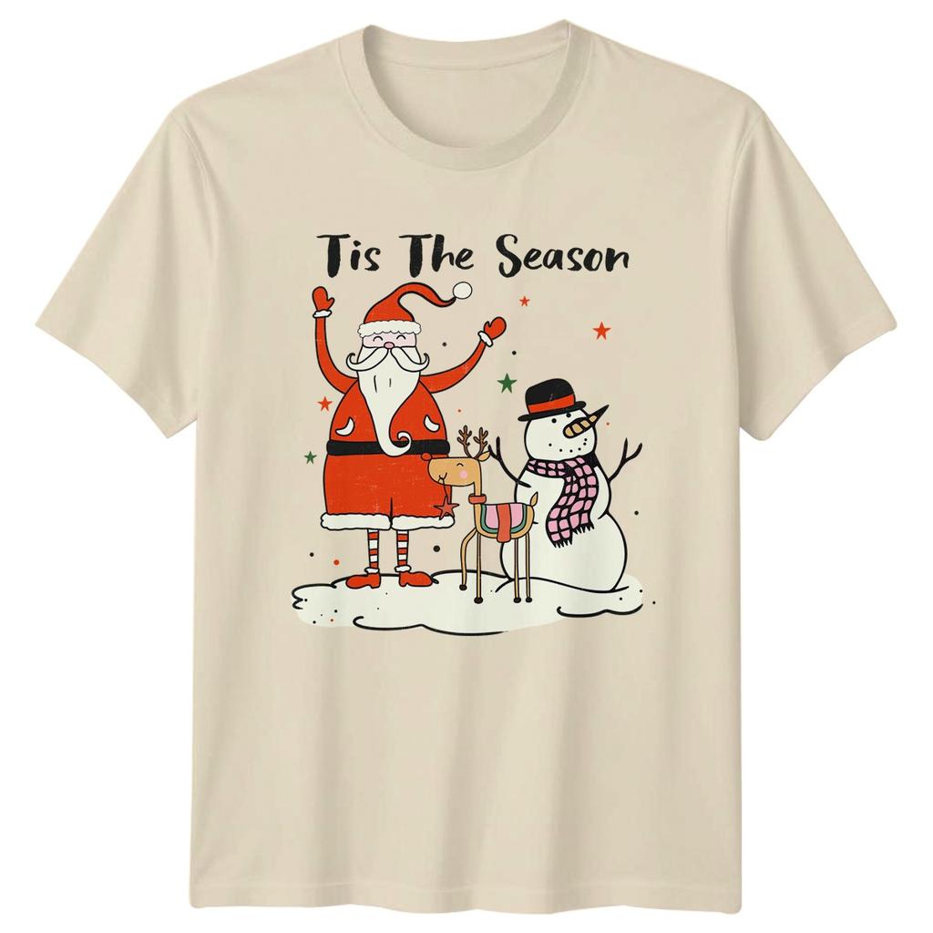 Tis The Season Christmas Holidays Unisexs Unisexs Tee Shirt SnowUnisex Reindeer Santa