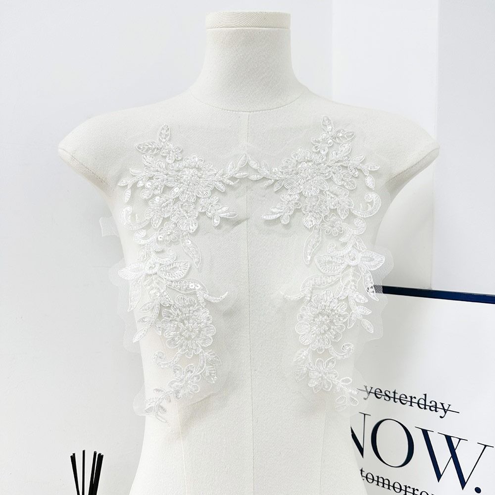 2PCS/1Pair Handmade Clothing Applique Mesh Clothing Patch Fashion Chest Flower