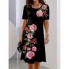 Платье с цветочным принтом, платье с короткими рукавами и круглым вырезом в отпускном стиле для весны и лета
