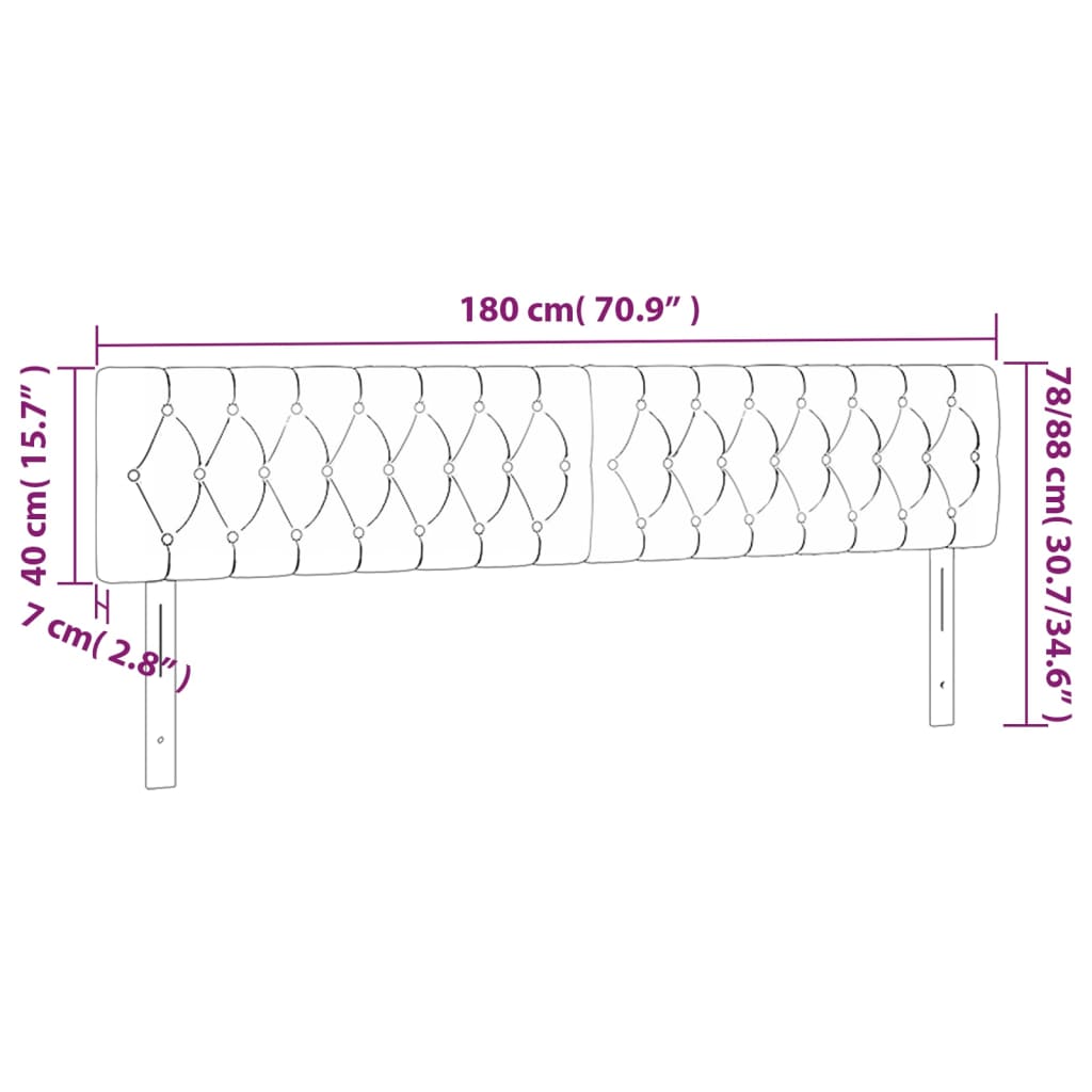 LED Headboard Cream 180x7x78 88 cm Fabric
