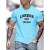 Summer Men's 100% Pure Cotton Casual Loose Fit Plus Size London England Pattern Printed Round Neck Short Sleeved T-shirts