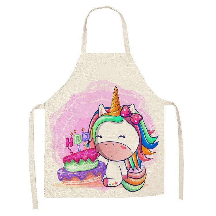 Кухонный фартук с мультяшным единорогом и музыкальным принтом, хлопковый льняной фартук без рукавов для мужчин и женщин, бытовые чистящие средства