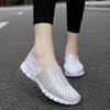 Большой размер дышащая плетеная эластичная лента ручной работы обувь женские одинарные туфли повседневные на плоской подошве повседневная обувь для путешествий женская обувь тренд