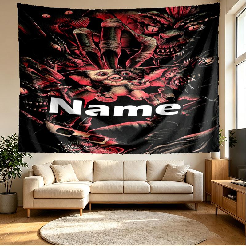 Custom Name Personalized Gizmo (Gremlins) Print Tapestry, Wall Art Decor, Bedroom, Dorm, Apartment, LivingRoom, Party Backdrop, Gift for Birthday
