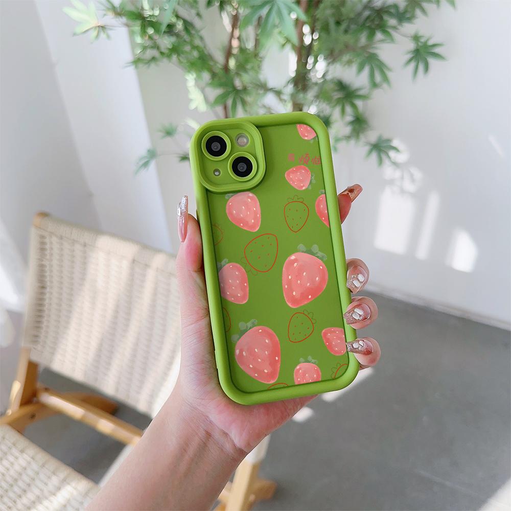 Чехол для телефона из мягкого ТПУ с рисунком свежей клубники для iPhone 17 Air 16 15 14 Pro Max Plus 13 12 Mini 8 7 X Xs Задняя крышка