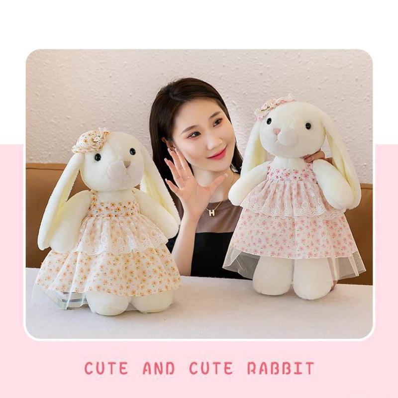 Floral Print Princess Bunny Plush Toy Perfect Birthday Gift For Adults
