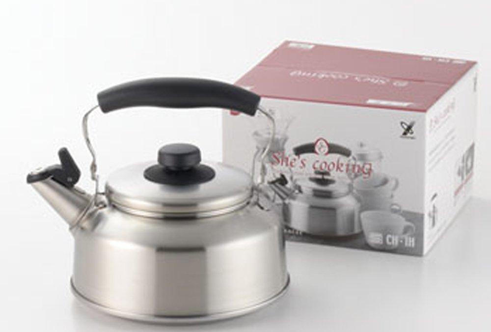 Yoshikawa Чайник свистящий Sees Cooking 2,6 л (Индукционная и газовая совместимость, широкое горлышко, сделано в Японии, YJ1277)