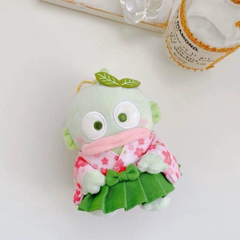 12CM green Yukata Series Cartoon matcha Hangyodon Plush Toy Keychain kimono My Sweet Piano Stuffed doll Dark Hello Kitty plushie