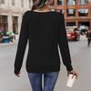 Женская блузка с квадратным вырезом, длинным рукавом, дизайном «два в одном», пуловер, однотонная, свободного кроя, осенняя футболка