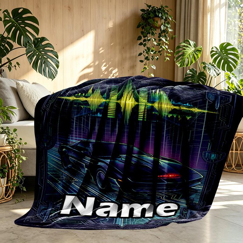 Custom Name Personalized Knight Rider Print Blanket, Home Decor, Bedroom, Sofa, Camping, Couch, Gifts for Birthday ChristmasEnthusiasts