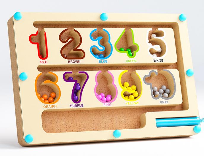Montessori Magnetic Color Sorting Games Maze Board Pen Moving Bead Games Wooden Control Sensory Play Educational Toys for Kids