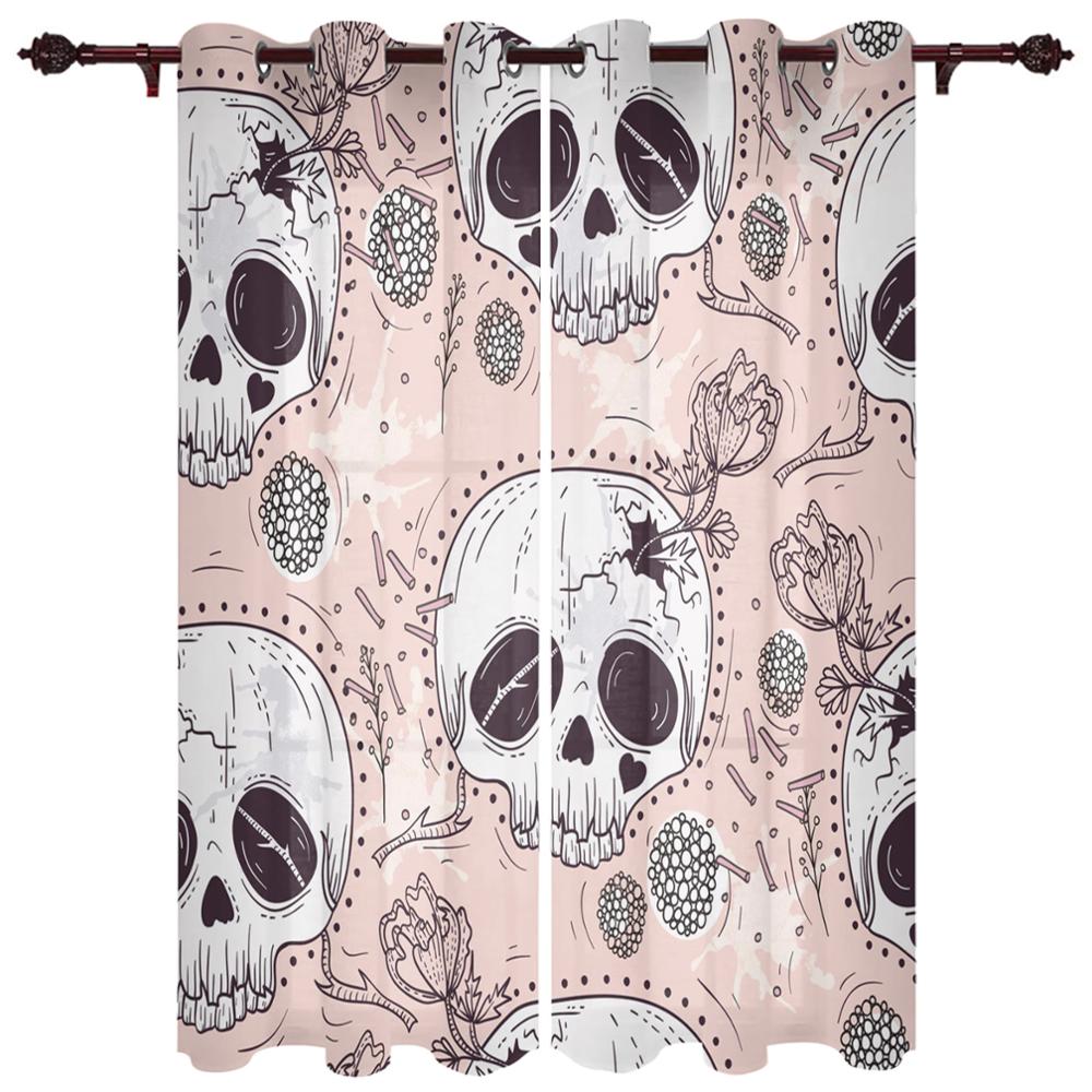 Художественный Череп Красные Цветы Волна Новые Простые Шторы Украшения Дома Шторы Современные Товары Для Дома