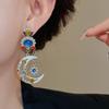 Rhinestone Star Pendant Earrings Ear Jewelry Moon Stud Earrings Vintage Earrings Women  Party
