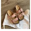 Shoes One-word with Square Buckle Thick-soled Casual Flat-bottomed Cool Slippers Women's Summer