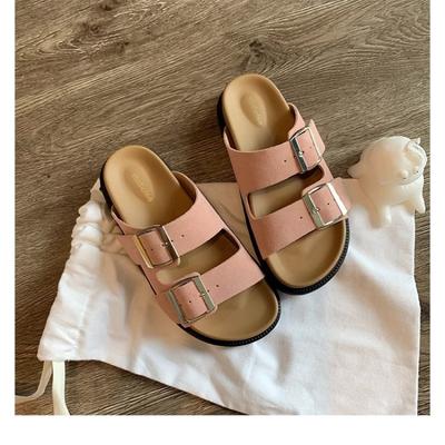 Туфли одним словом с квадратной пряжкой на толстой подошве повседневные на плоской подошве крутые тапочки женские летние