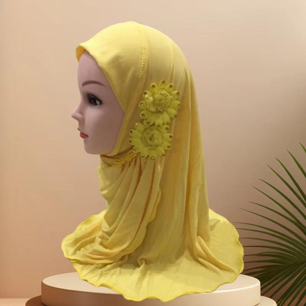 Эластичные детские хиджабы 50 см Исламские шарфы шали Девочки Мусульманский хиджаб Молитвенная шапочка Для девочек от 2 до 7 лет