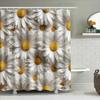 White Daisy Shower Curtain 3D Flowers Printed Home Decor Waterproof Bathing Rug Cover for Bathroom Decoration White Yellow Flowe