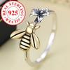 Vintage Thai Silver 925 Sterling Silver Bee Flower Adjustable Rings for Women Girl Cute Sweet Open Ring Luxury Jewelry