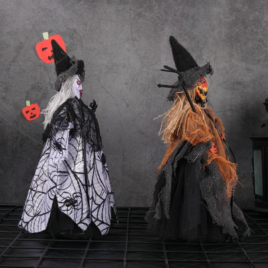 Halloween Pumpkin Ghost Decor Figurine With Plush And Plastic Material For Party Table Centerpiece