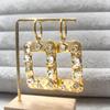 Geometric square diamond inlaid 304 stainless steel earrings, versatile, 18K gold, electroplated, non fading, exaggerated earrings