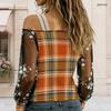 Women Plus Size Asymmetric Cold Shoulder Long Sleeve Geometric Printed Sheer Floral Mesh T Shirt