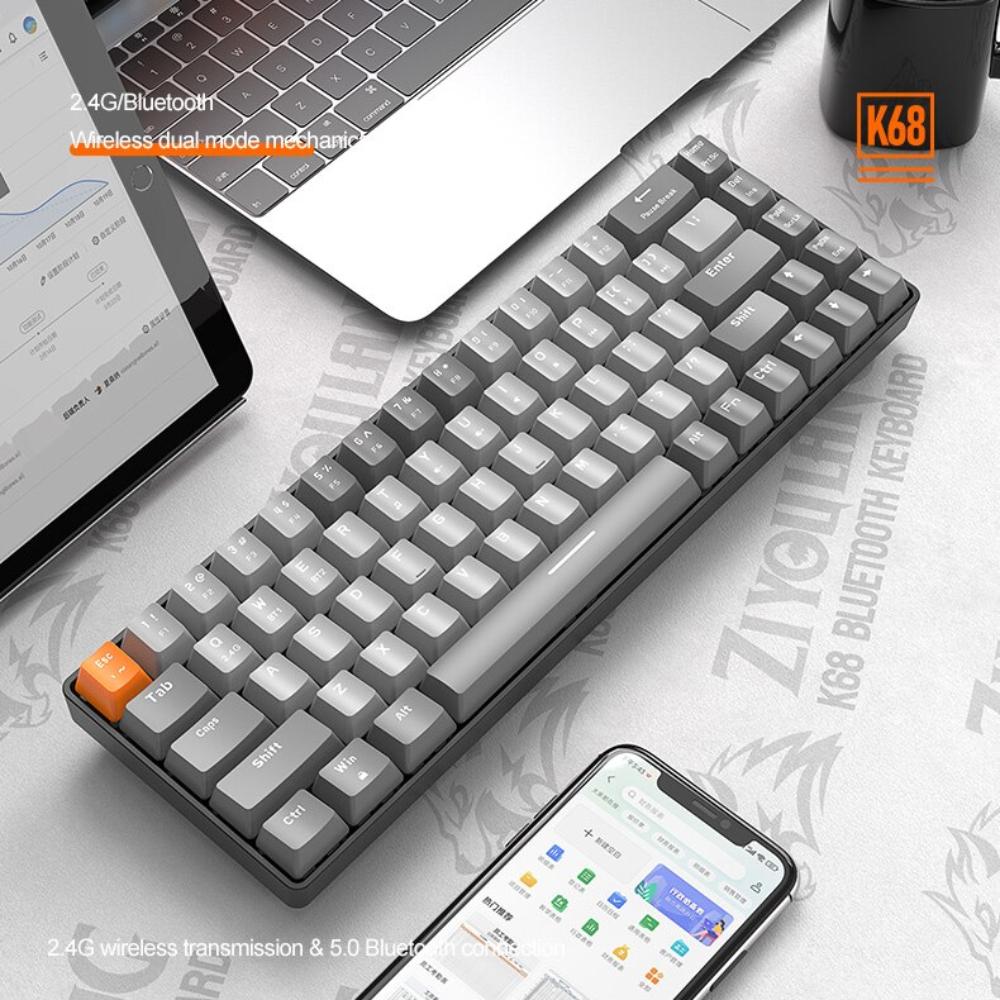 60% Wireless Mechanical Keyboard Bluetooth Dual Mode Hot-Swappable Mini 68-Key Red Switch for PC PS4 Xbox iPhone iPad