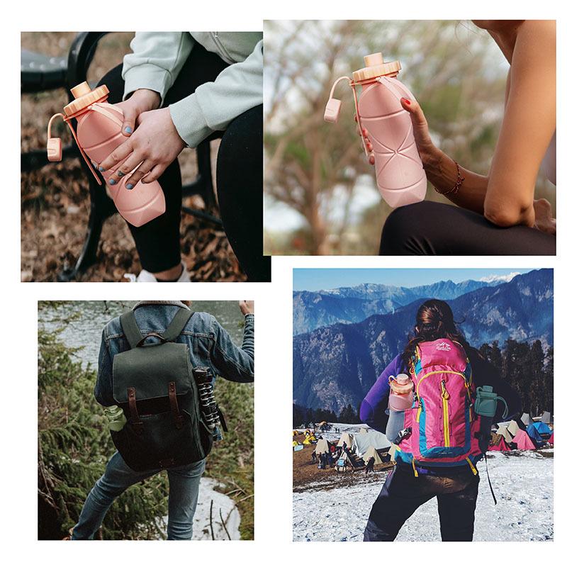 Складной силиконовый стакан для воды - Портативный дизайн «Бриллиант», Спортивная бутылка большой вместимости для велоспорта