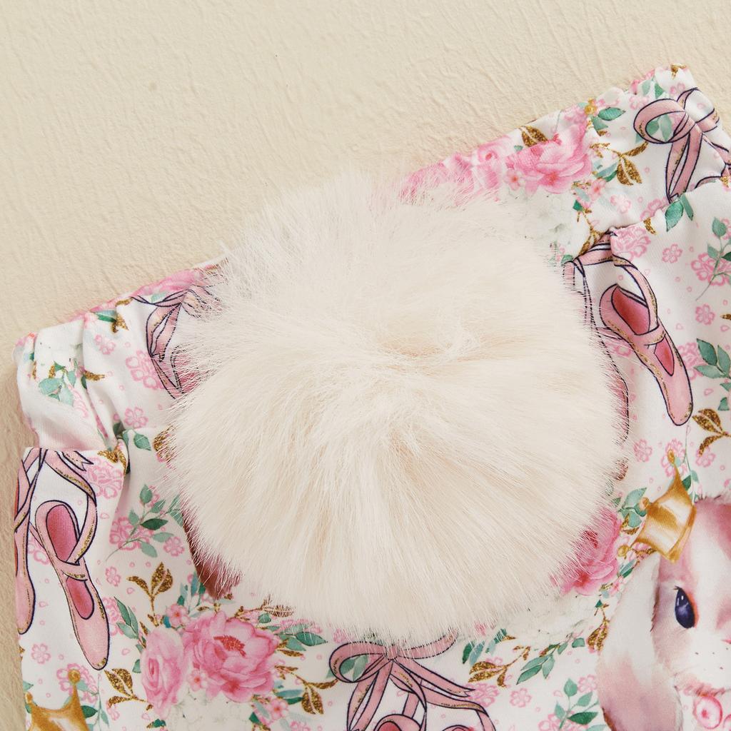 Пасхальные наряды для маленьких девочек, комбинезон с короткими рукавами и эластичными шортами, симпатичная повязка на голову, комплект из 3 предметов