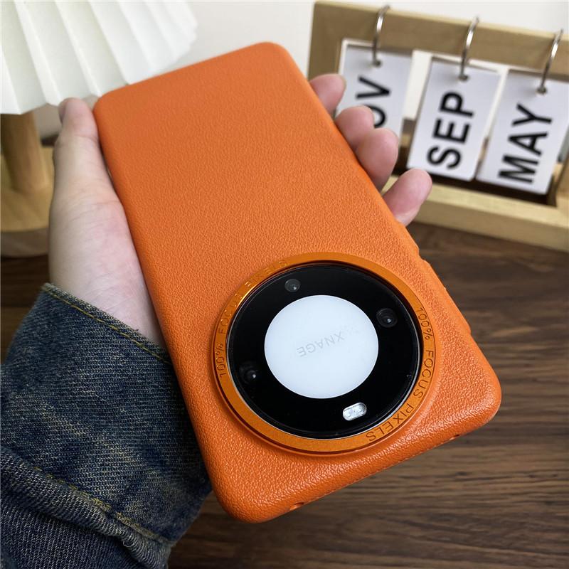 Для Huawei Mate 60 Pro Plus RS Ultimate прочный металлический чехол с большой дыркой в оправе объектива Litchi Grain PC, защитный чехол от отпечатков пальцев, задняя крышка-оболочка