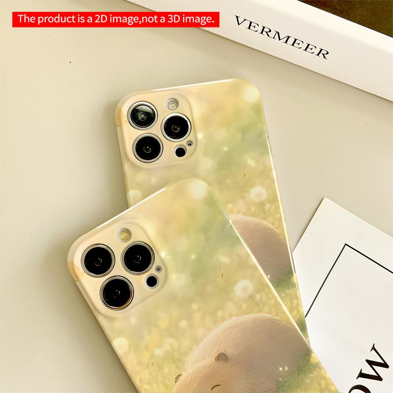 2DFlat Cute Capybara Sleeping in Sunlit Meadow All inclusive film hard iPhone case, compatible with iPhone 18 Pro Max 17 16 15 14 13 12 11