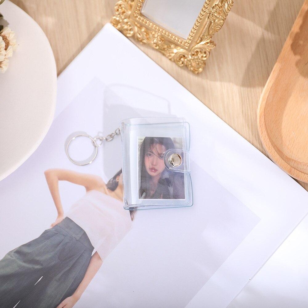 New Mini Photo Album 1 Inch 2 Inch Transparent Photo Album Keychain Pocket ID Photo Storage Business Card Organizer Holder