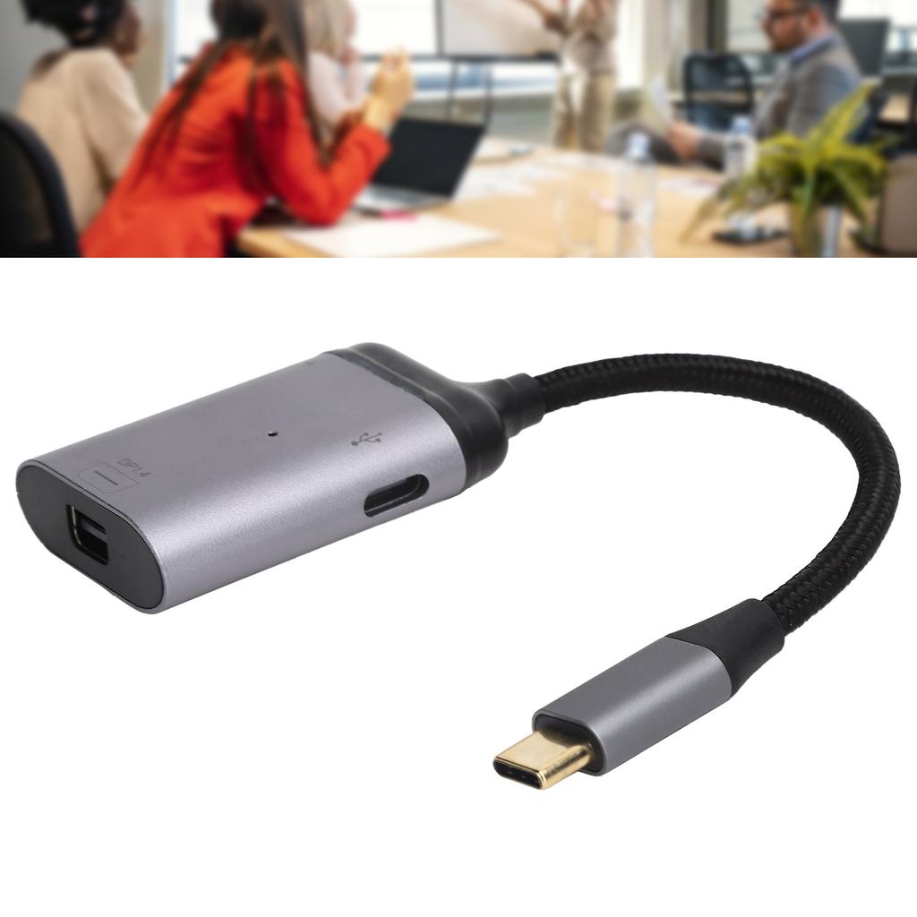 USB C to Mini DisplayPort Adapter 1.4 3.1 Converter Fast Charge for Projector TV Monitor