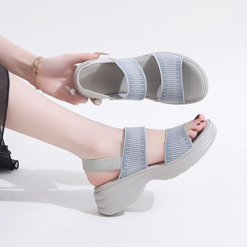 20252025 New sandals women's light sports style comfortable rubber band large size platform slippers