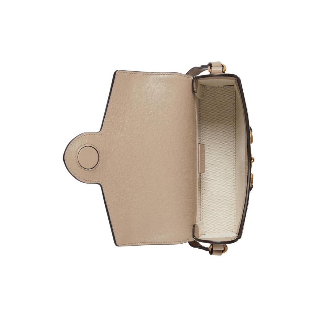 Gucci Horsebit 1955 Monogram Canvas And Leather Mini Shoulder Bag Women Shoulder Bag Beige White 699296-UULBG-9683