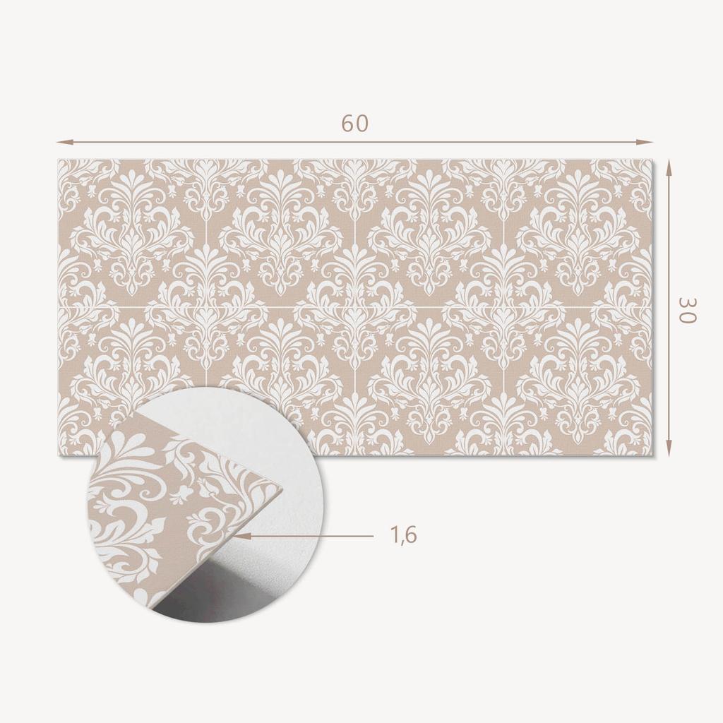 Zestaw Kafelków Winylowych Samoprzylepnych Z Nadrukiem Do Salonu Elegancki Wzór Roślinny 6X60X30 Cm