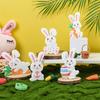 Easter Decorations Wooden Rabbits Shapes Ornaments Craft Gifts Decoration