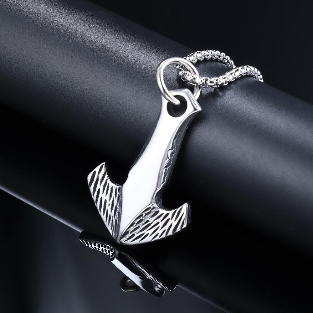 Nautical culture anchor-shaped titanium steel pendant, retro trend simple accessories pendant jewelry