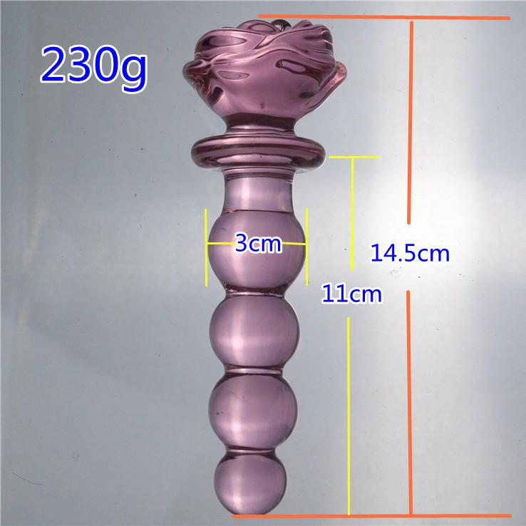Anal masturbation Glass anal plug pink Four beads pull bead Rose 3.5cm BDSM SM Sex Toys unisex Gay' Anal Expansion Massage Thread